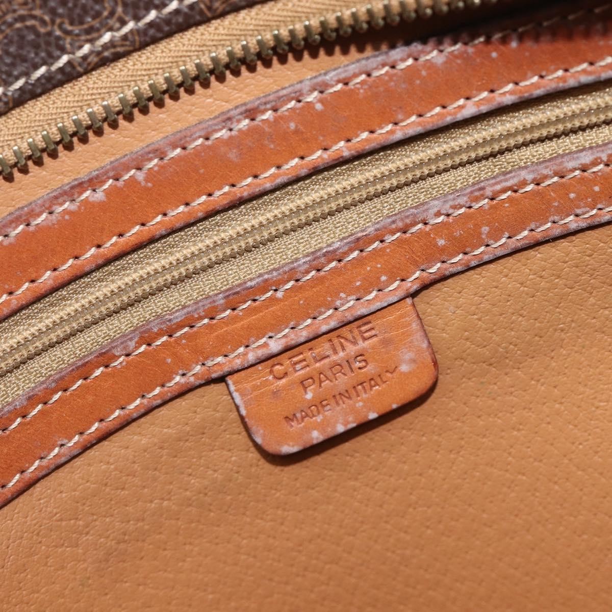 Celine Macadam Shoulder Leather, Brown, Canvas, Crossbody Bag