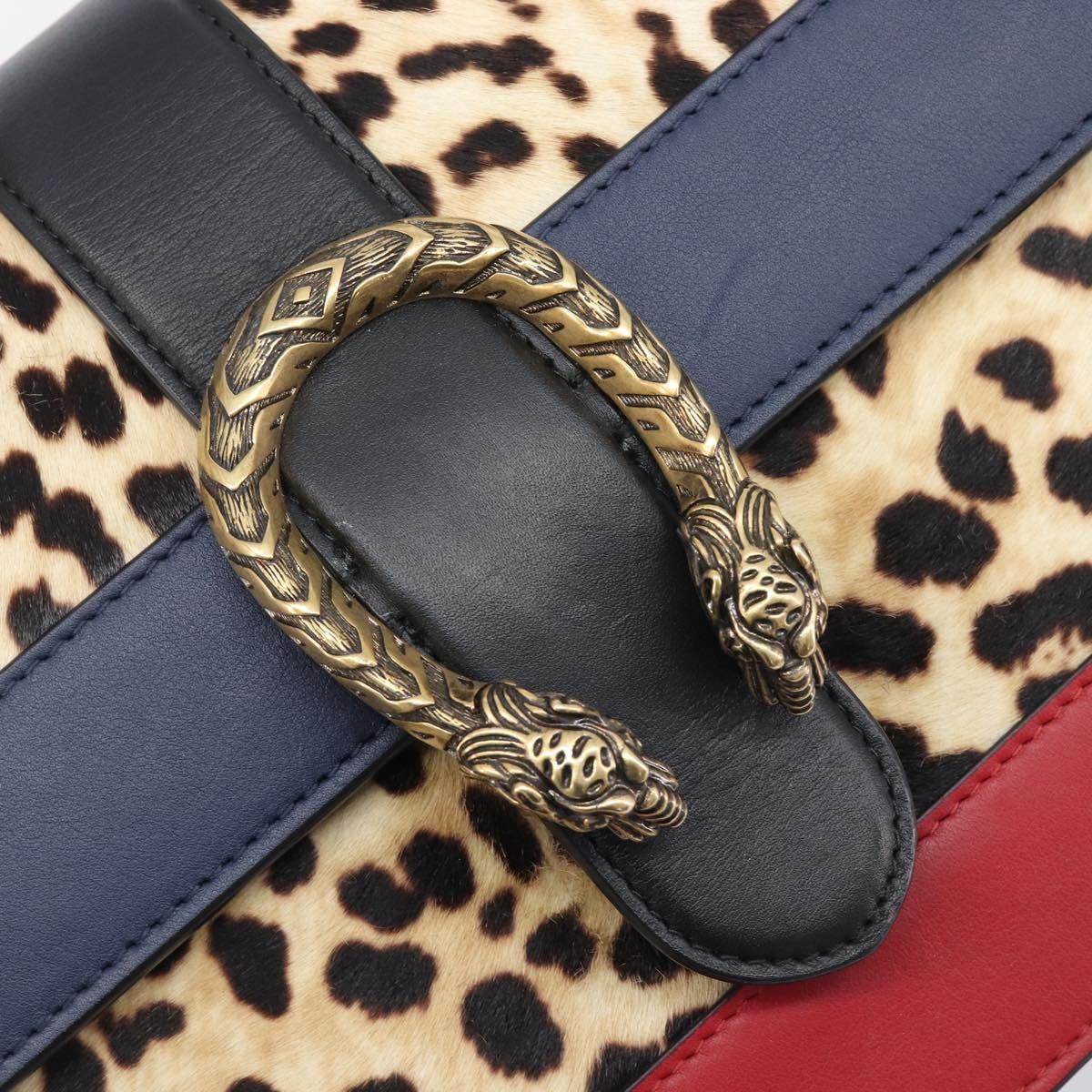 Gucci Dionysus Bamboo Top Handle Printed Pony Hair with Leather, Beige, Leather, Handbag