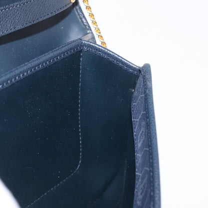 Christian Dior Vintage Chain Flap Leather, Navy, Leather, Shoulder Bag