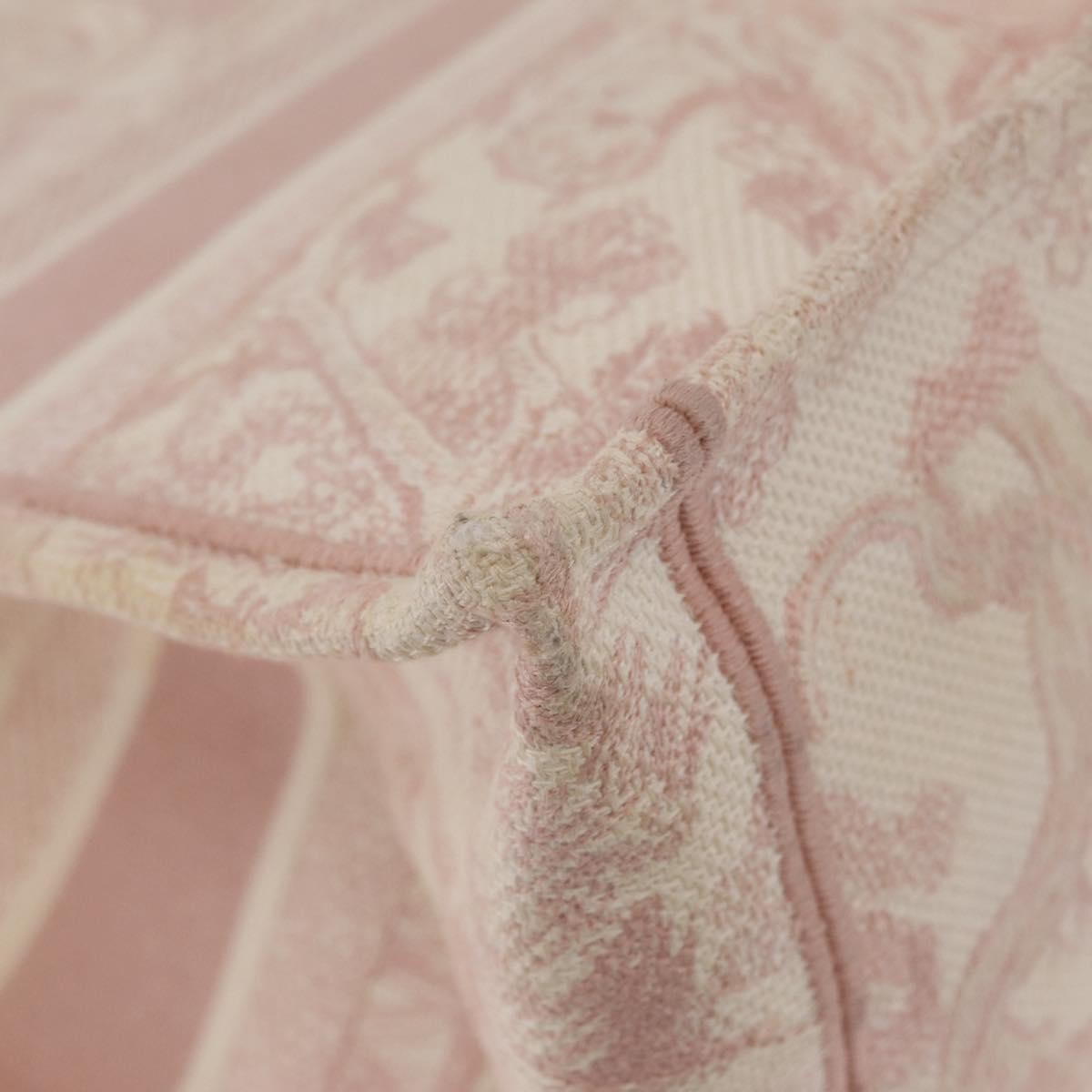 Christian Dior Book Embroidered Canvas, Pink, Canvas, Tote Bag