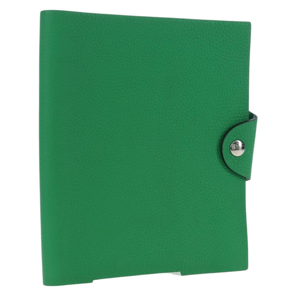 Hermes Ulysse Agenda Cover Leather, Green, Leather, Wallet