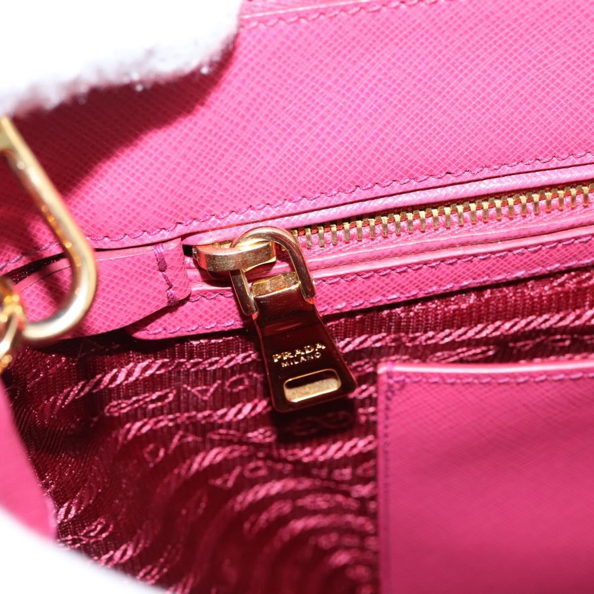 Prada Galleria Double Zip Saffiano Leather, Pink, Leather, Tote Bag