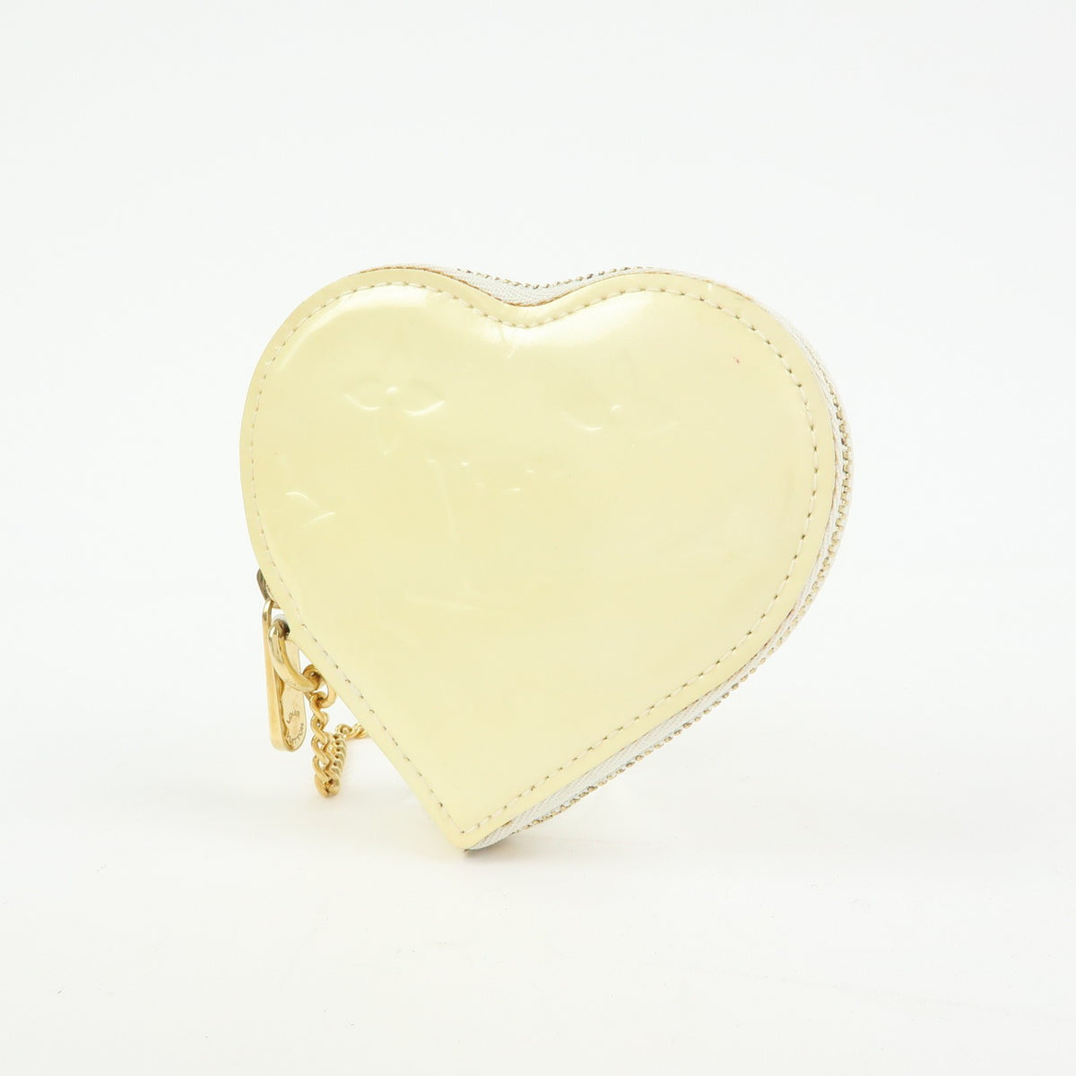Louis Vuitton Heart Coin Purse Monogram Vernis, Beige, Patent Leather, Clutch