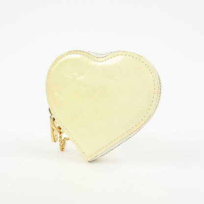 Louis Vuitton Heart Coin Purse Monogram Vernis, Beige, Patent Leather, Clutch
