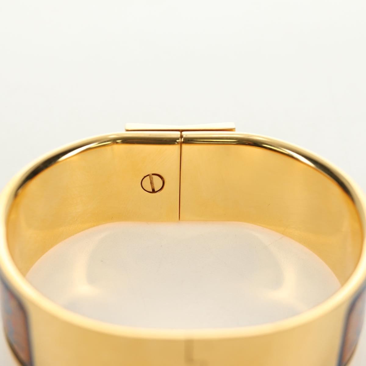 Hermes Loquet Bangle Metal and Printed Enamel, Gold, Metal, Bracelet