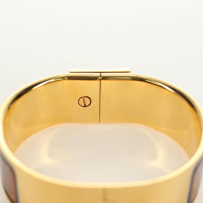 Hermes Loquet Bangle Metal and Printed Enamel, Gold, Metal, Bracelet