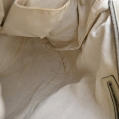 Gucci Twill Satchel Leather, White, Leather, Shoulder Bag