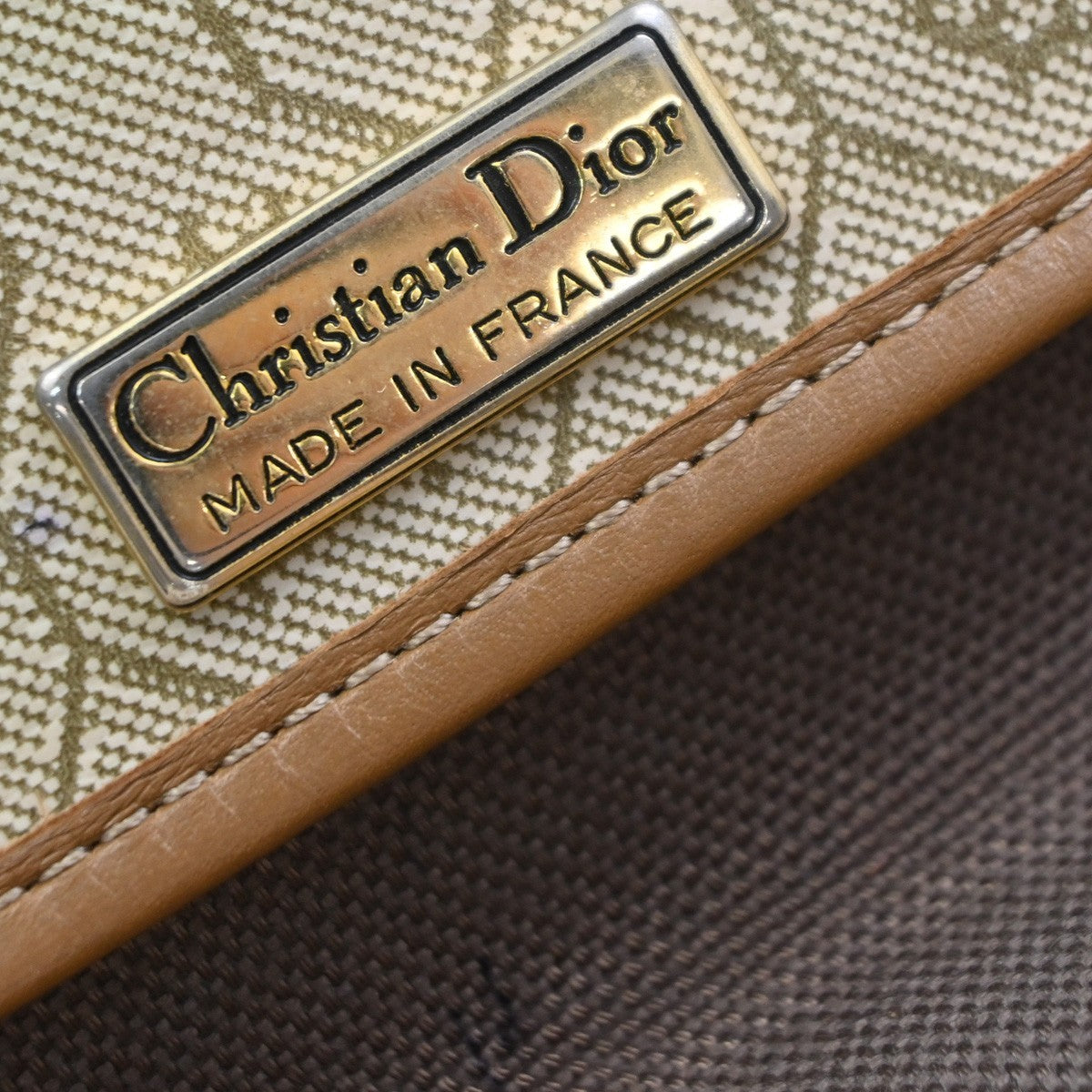 Christian Dior Vintage Honeycomb Canvas, Beige, PVC, Shoulder Bag