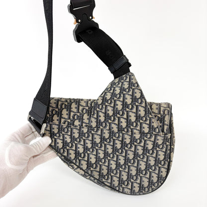 Christian Dior Saddle Oblique Canvas, Beige, Canvas, Handbag
