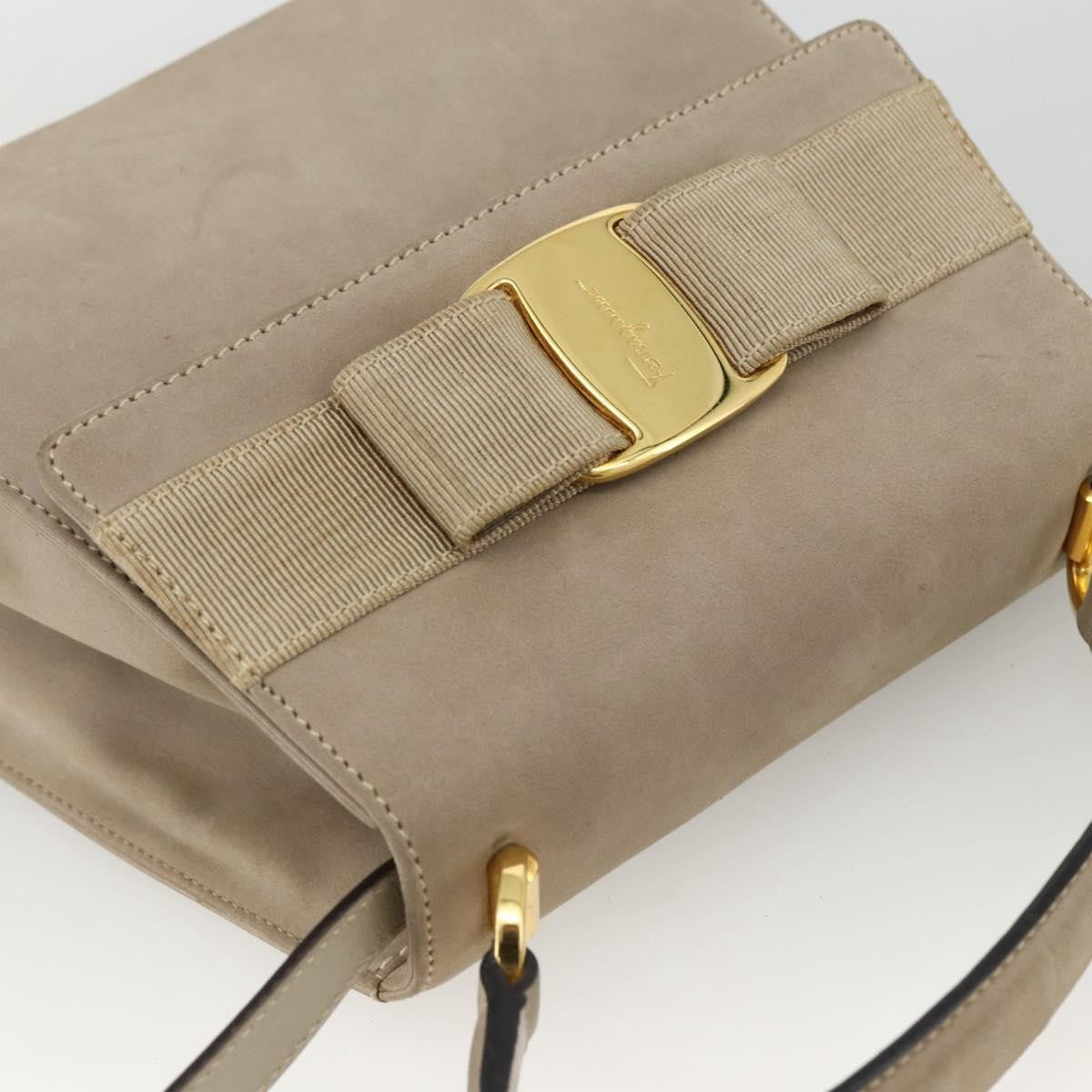 Salvatore Ferragamo Convertible Vara Bow Tote Suede, Beige, Suede, Handbag