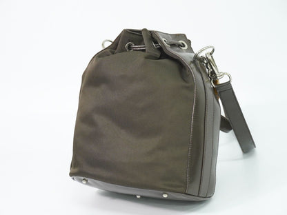 Gucci Vintage Bamboo Bucket Nylon and Leather, Brown, Canvas, Handbag
