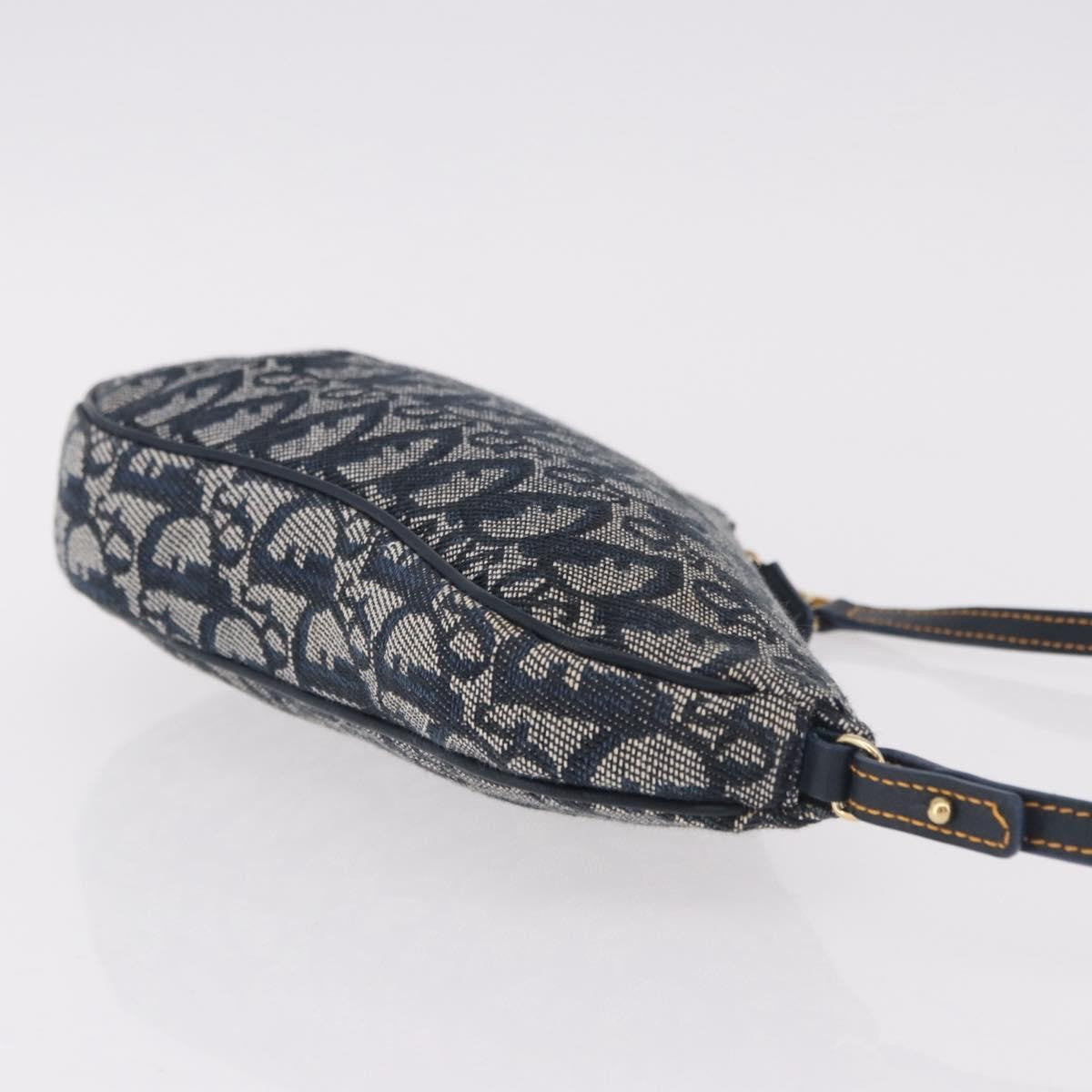 Christian Dior Vintage Saddle Bag Canvas, Navy, Canvas, Clutch