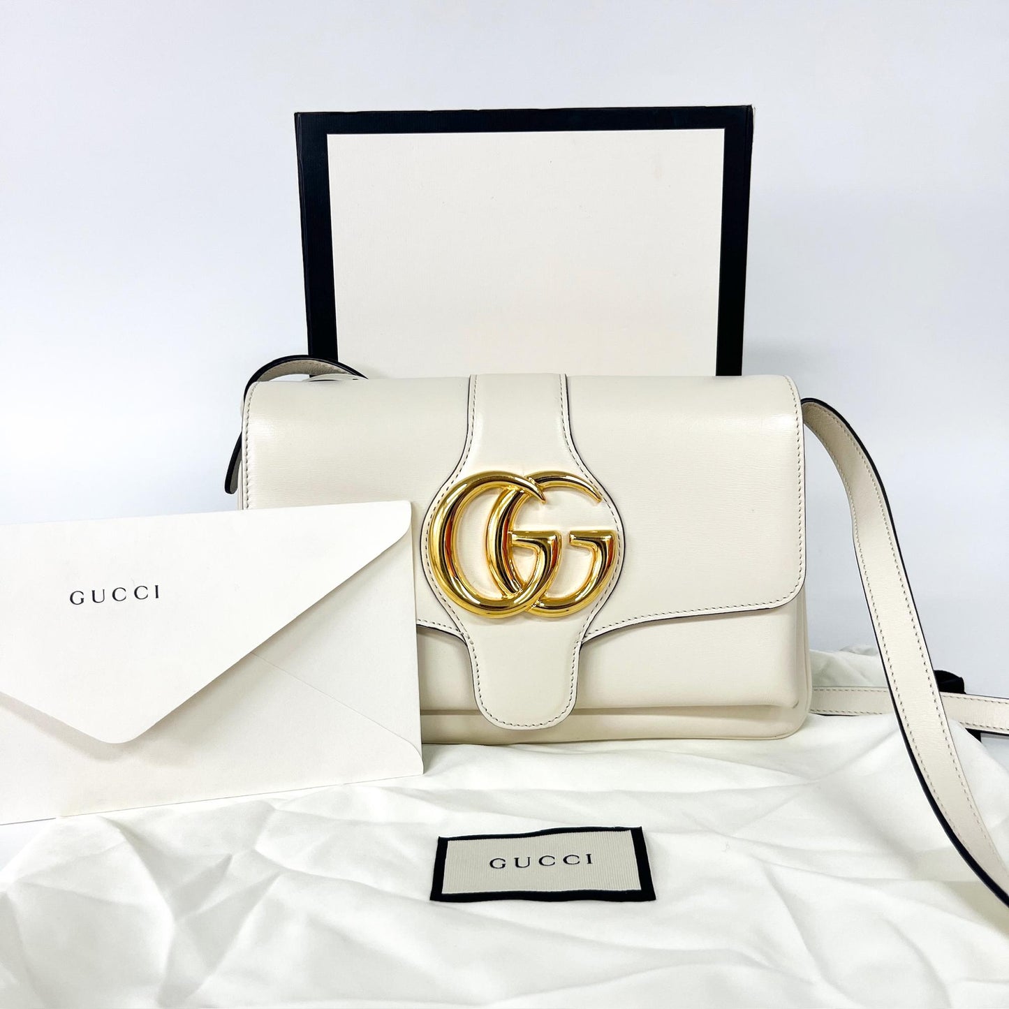 Gucci Arli Shoulder Bag Leather, White, Leather, Shoulder Bag