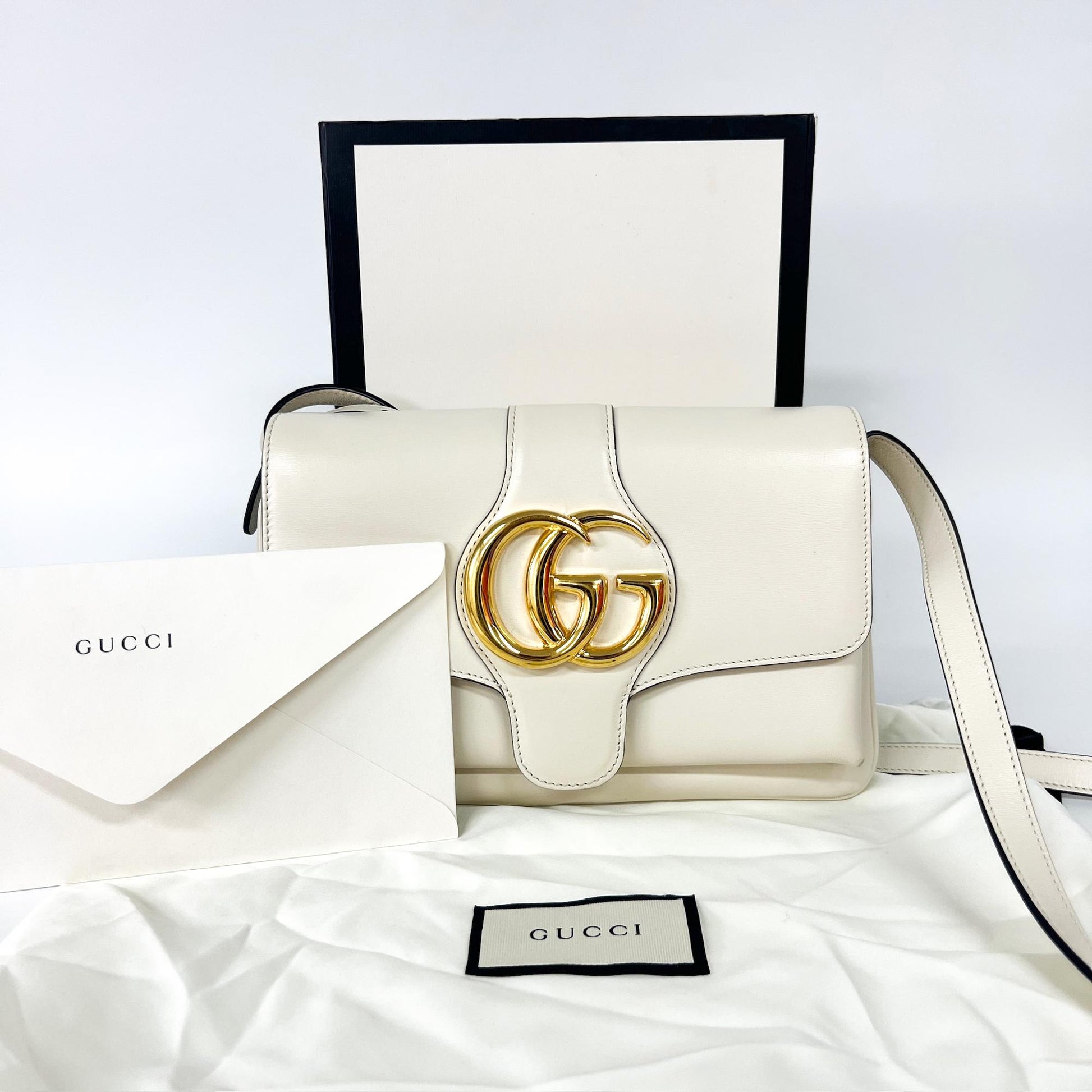 Gucci Arli Shoulder Bag Leather, White, Leather, Shoulder Bag