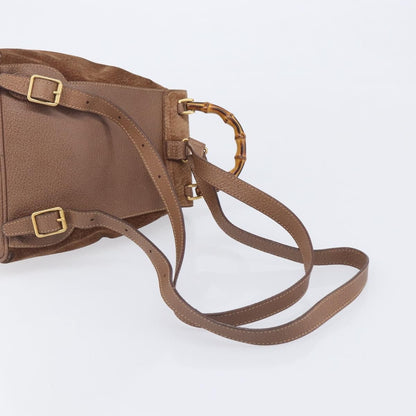 Gucci Vintage Bamboo Suede, Brown, Suede, Backpack