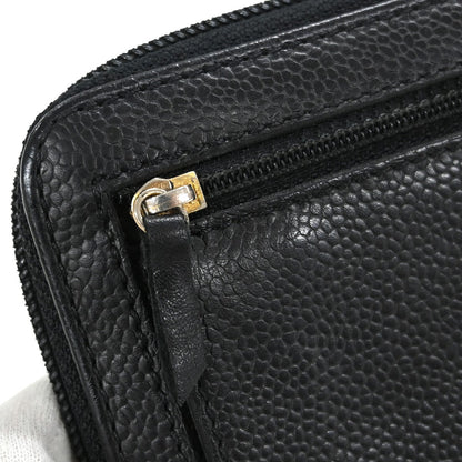 Chanel Portefeuille long CC logo calfskin leather, Black, Leather, Wallet