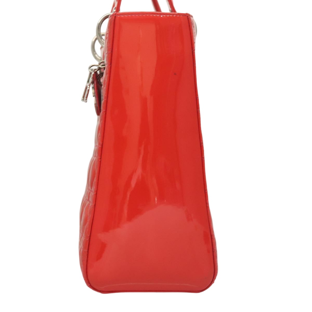 Christian Dior Vintage Lady Dior Patent Patent leather, "red + Silver", Patent Leather, Handbag