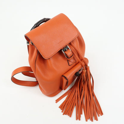 Gucci Bamboo Tassel Leather, Orange, Leather, Backpack
