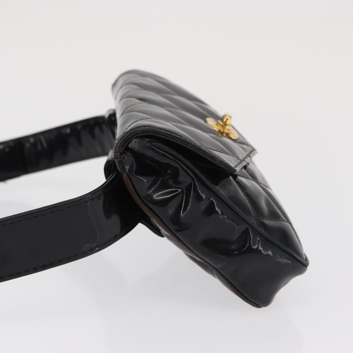 Chanel Vintage CC Flap Waist Patent Leather, Black, Patent Leather, Clutch