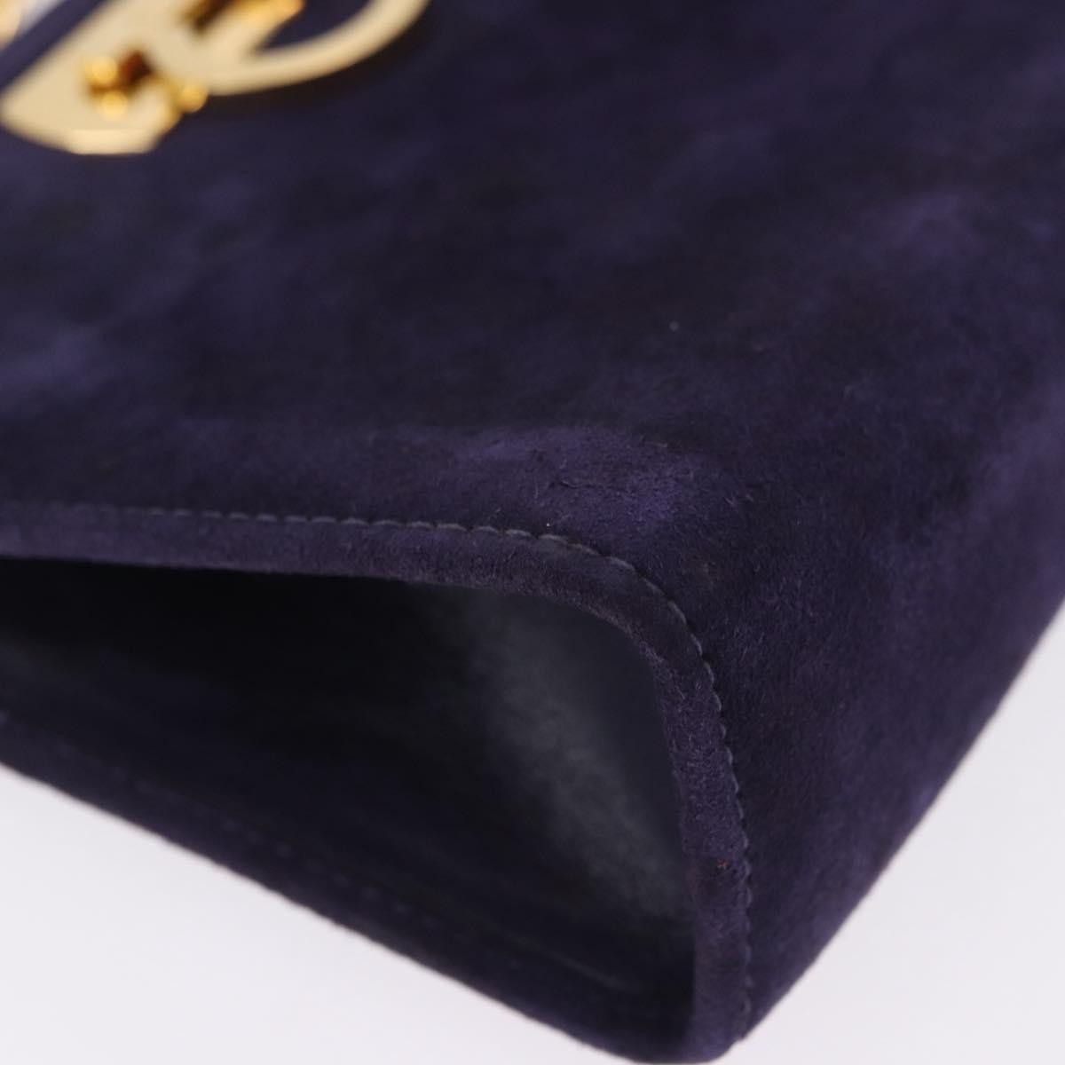 Salvatore Ferragamo Vintage Gancini Chain Suede, Purple, Suede, Shoulder Bag