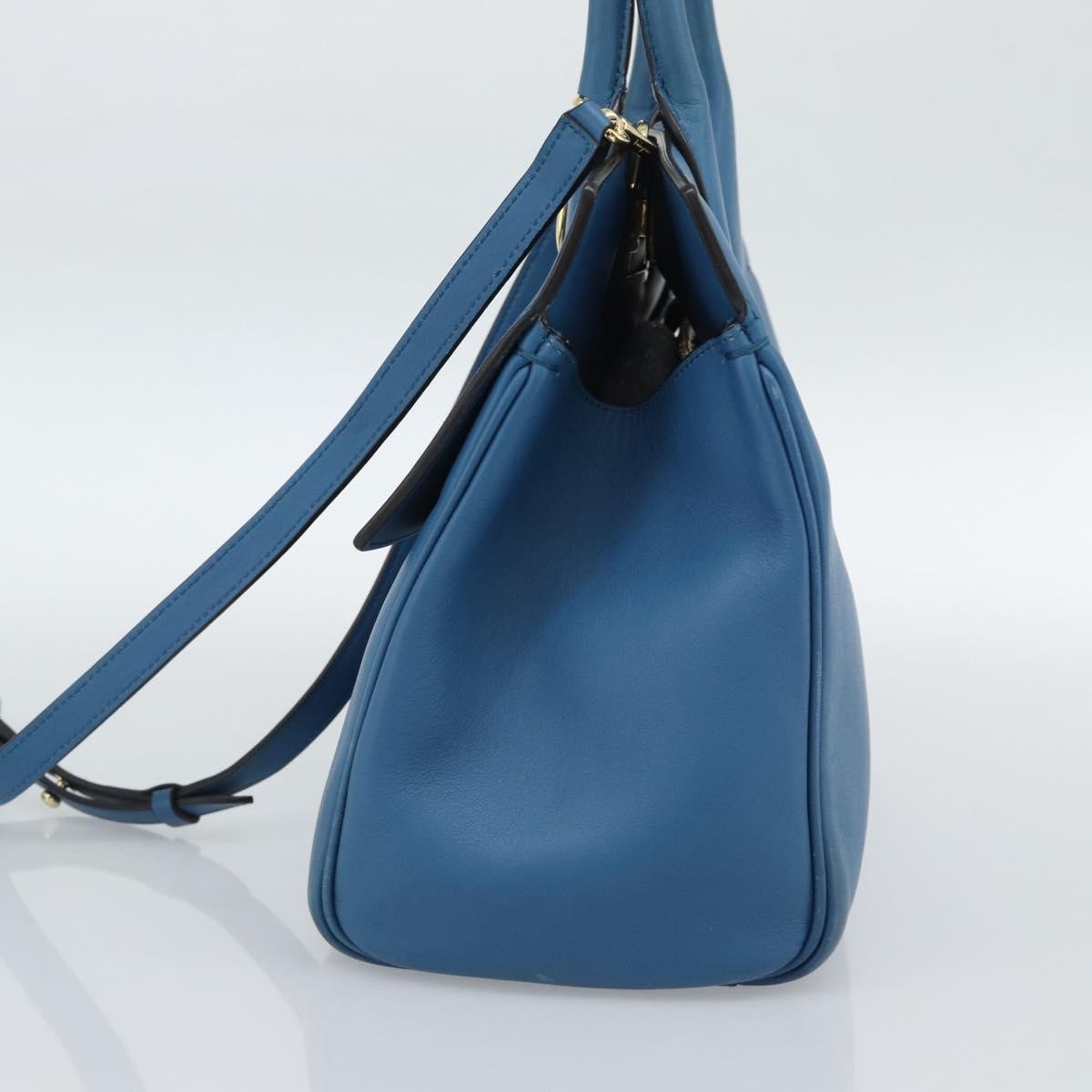 Salvatore Ferragamo Studio Portfolio Leather, Blue, Leather, Briefcase