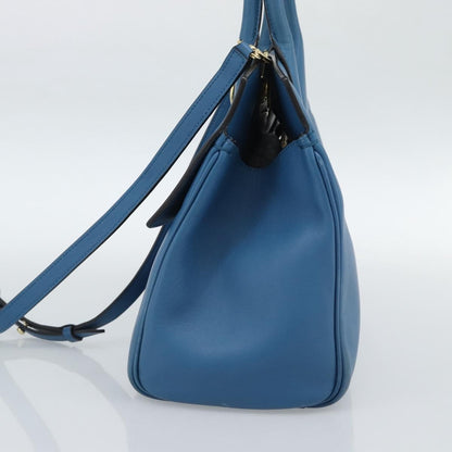 Salvatore Ferragamo Studio Portfolio Leather, Blue, Leather, Briefcase