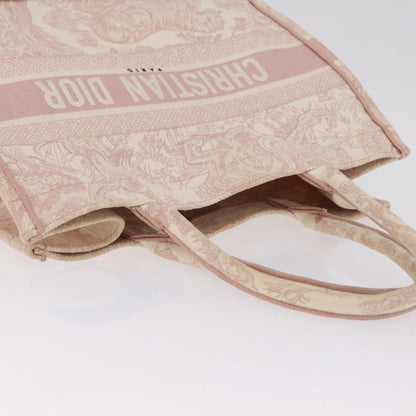 Christian Dior Book Embroidered Canvas, Pink, Canvas, Tote Bag