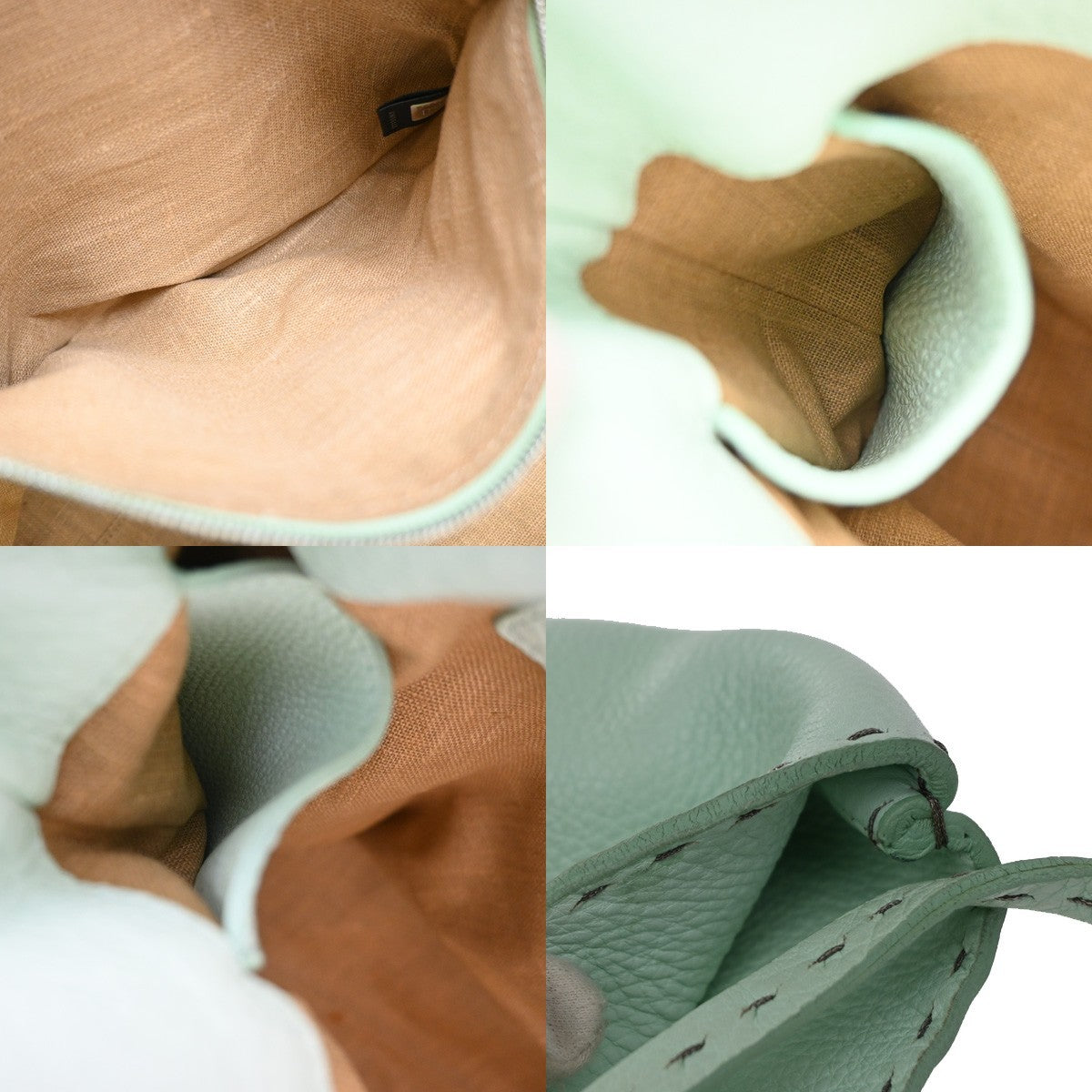 Fendi Roll Tote Selleria Leather, Green, Leather, Tote Bag