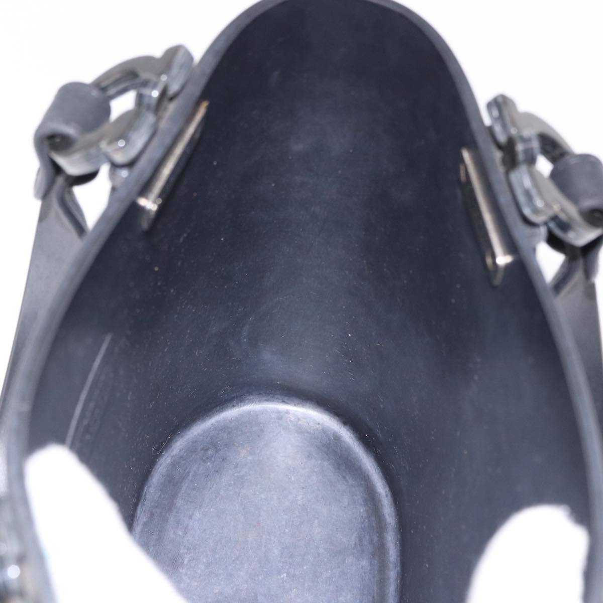 Salvatore Ferragamo Gancini Top Handle Leather, Black, Rubber, Handbag