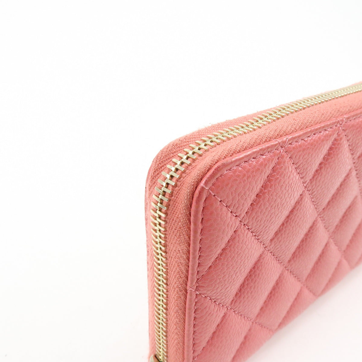 Chanel Zip Around Organizer Quilted Caviar, Pink, Leather, Wallet