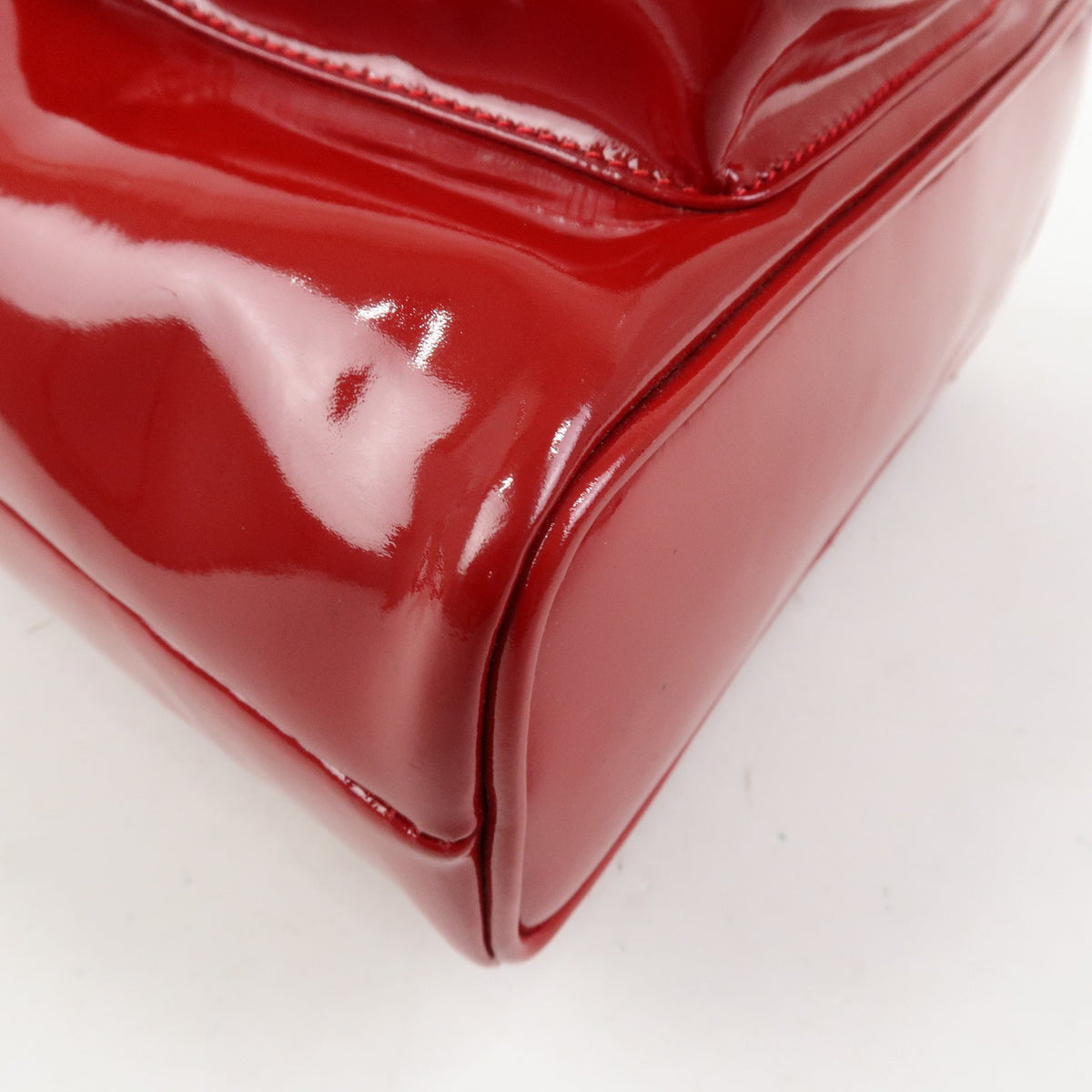 Gucci Vintage Bamboo Patent, Red, Patent Leather, Backpack