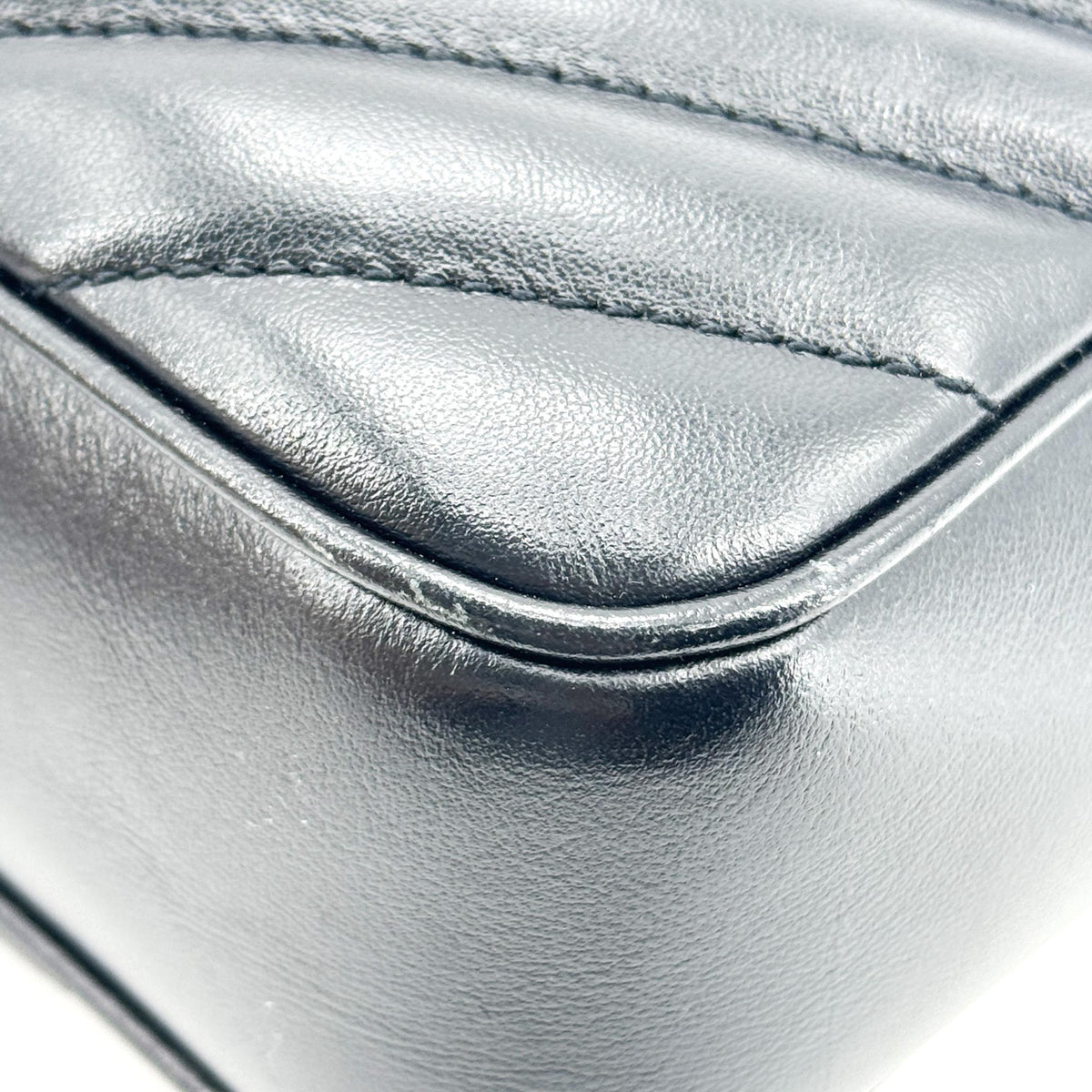 Saint Laurent Lou Camera Matelasse Chevron Leather, Black, Calfskin, Handbag
