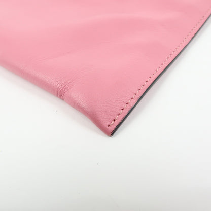 Miu Miu Logo Chain Clutch Shearling, Pink, Leather, Clutch