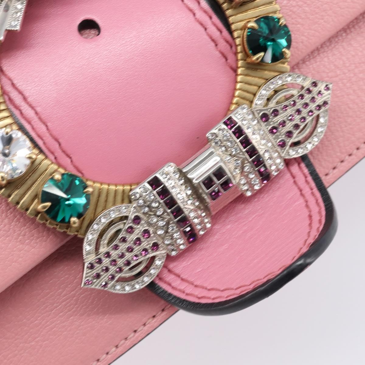 Miu Miu Madras Crystal Flap Leather, Pink, Leather, Crossbody Bag