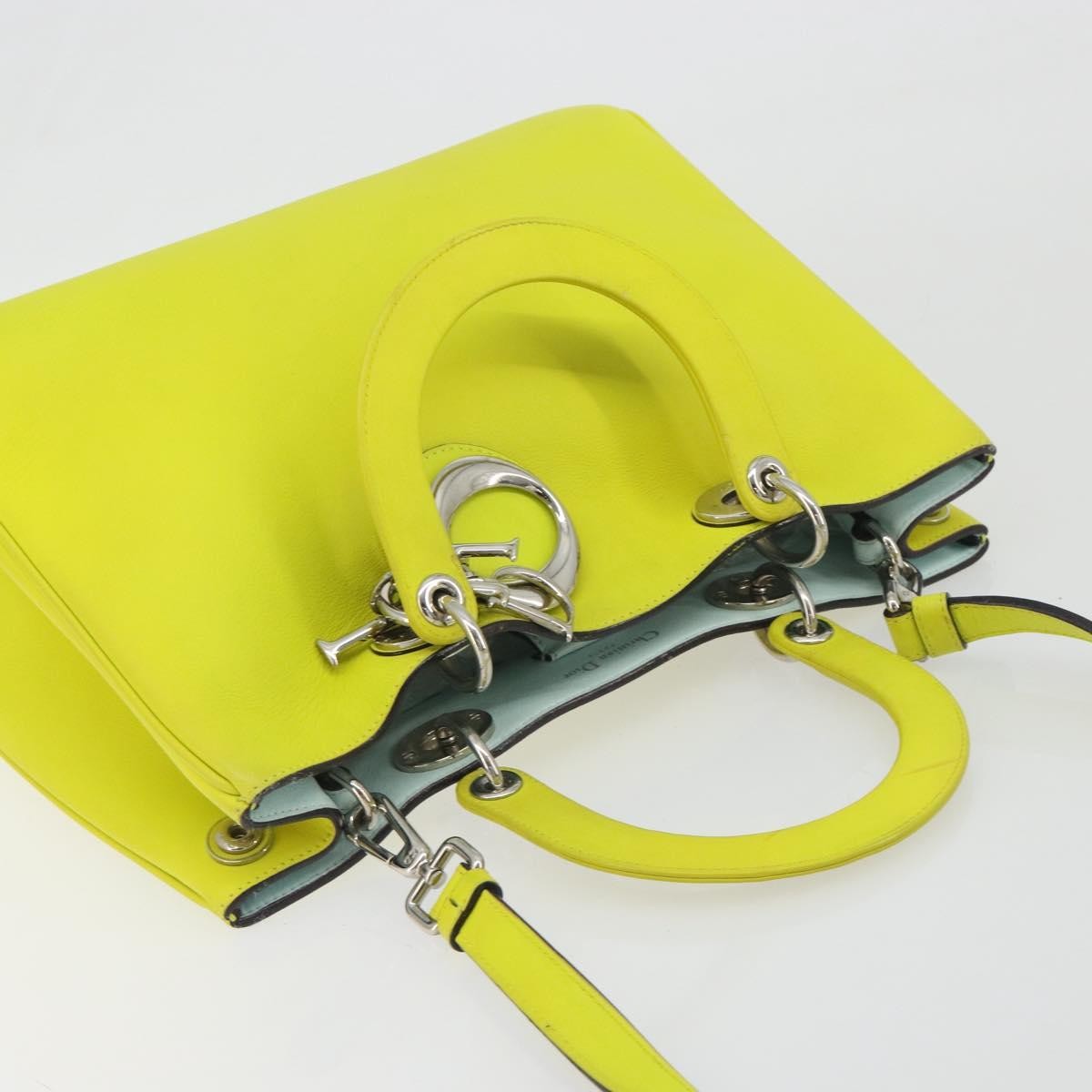 Christian Dior Diorissimo Tote Smooth Calfskin, Yellow, Leather, Handbag