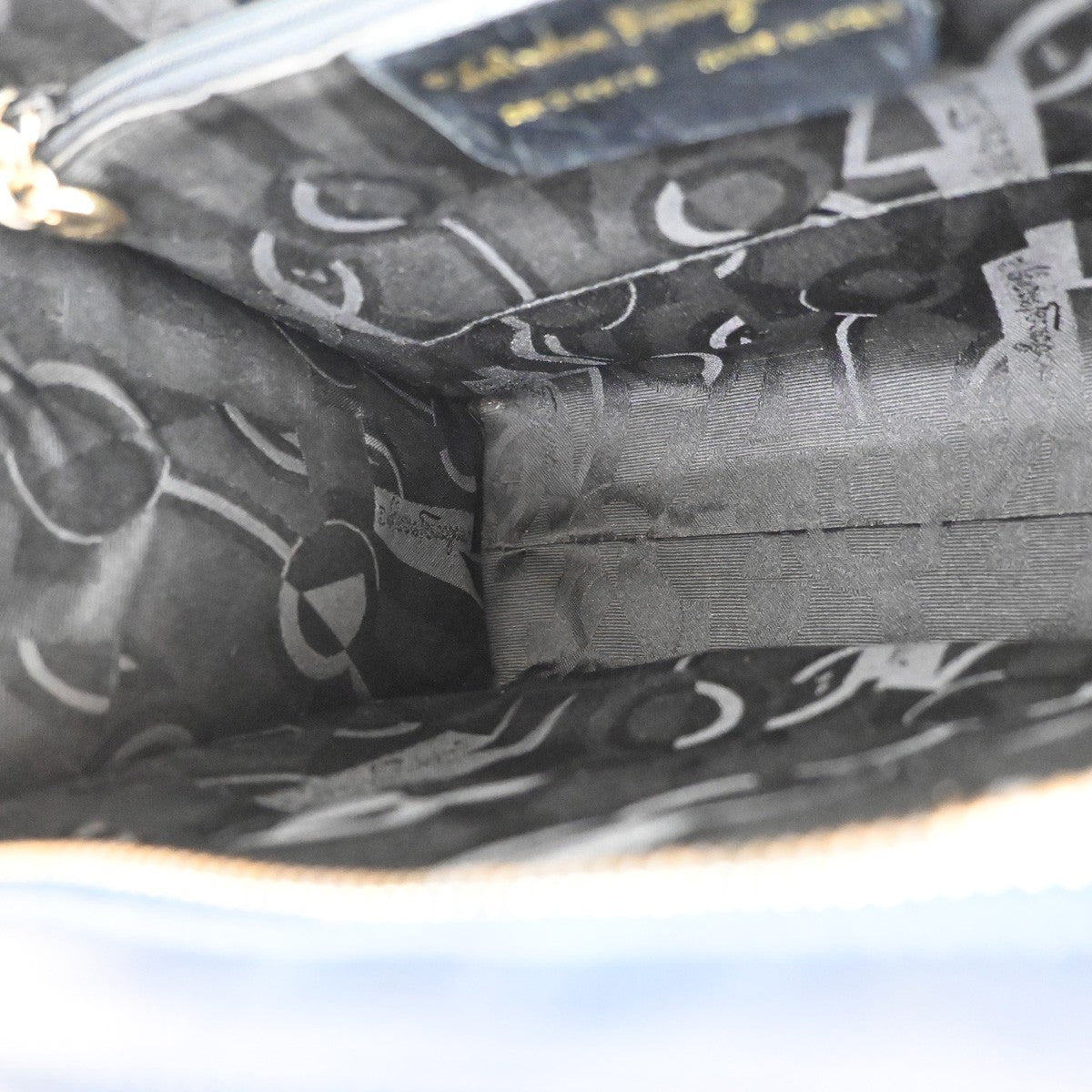 Salvatore Ferragamo Vintage Vara Bow Lizard Embossed Leather, Navy, Leather, Tote Bag