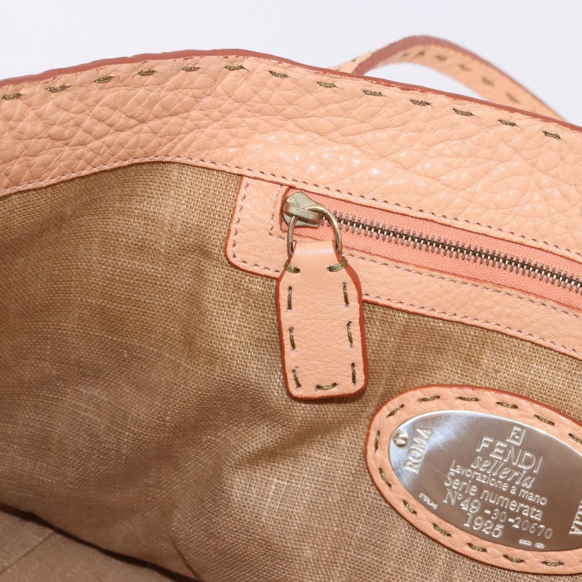 Fendi Selleria Carla Leather, Orange, Leather, Tote Bag