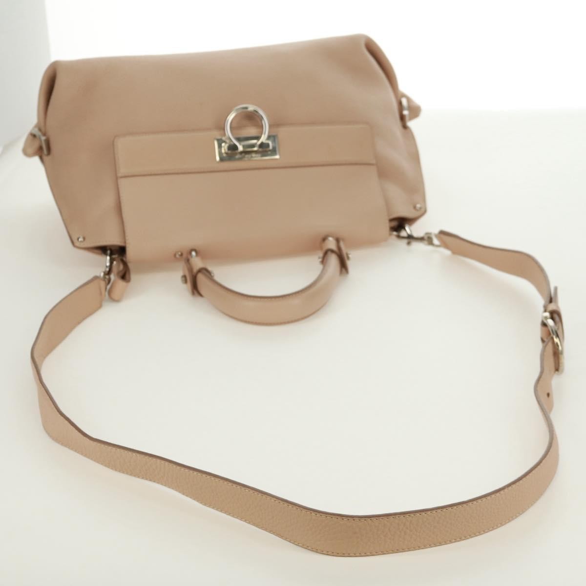 Salvatore Ferragamo Sofia Satchel Grainy Leather, Beige, Leather, Handbag