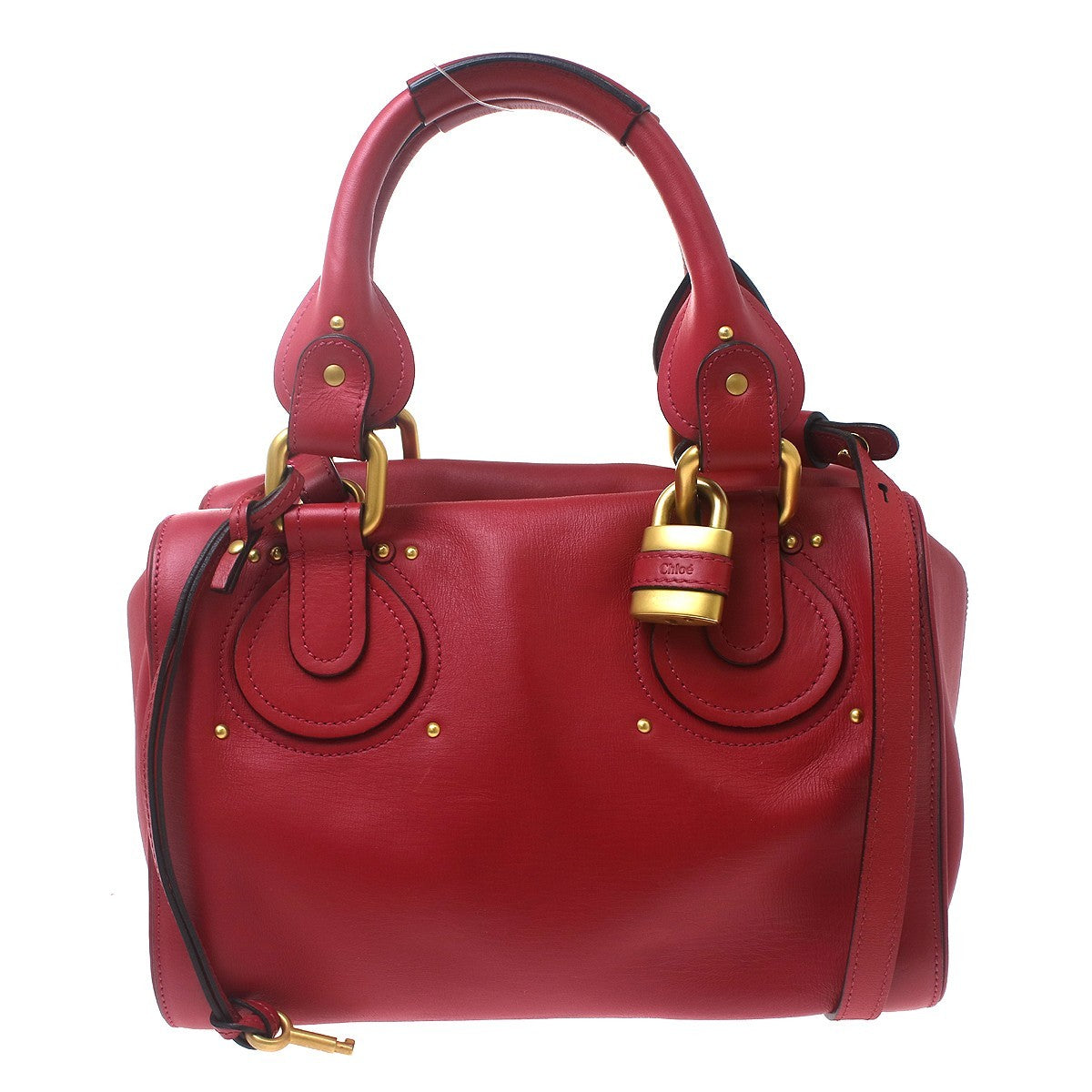 Chloe Paddington Lock Leather, Red, Leather, Handbag