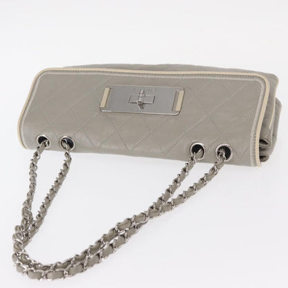 Chanel Mademoiselle Lock Flap Quilted Lambskin, Gray, Leather, Shoulder Bag