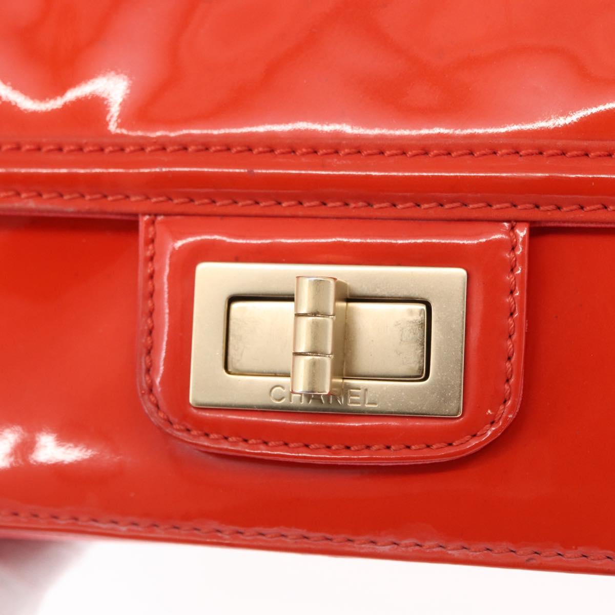Chanel Chain Flap Shoulder Bag Leather, ORANGE, PATENT_LEATHER, Shoulder bag