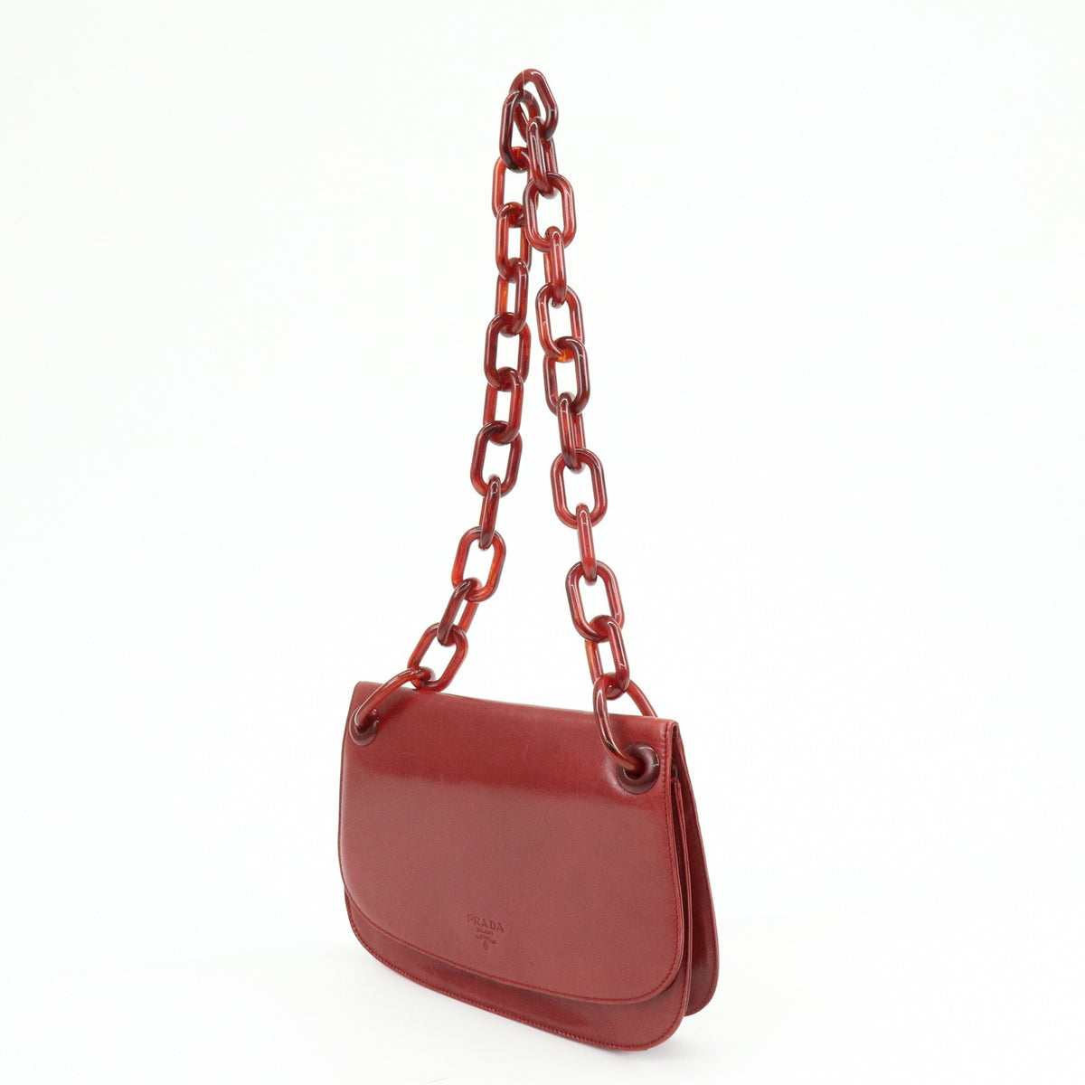 Prada Shoulder Leather, Red, Leather, Shoulder Bag