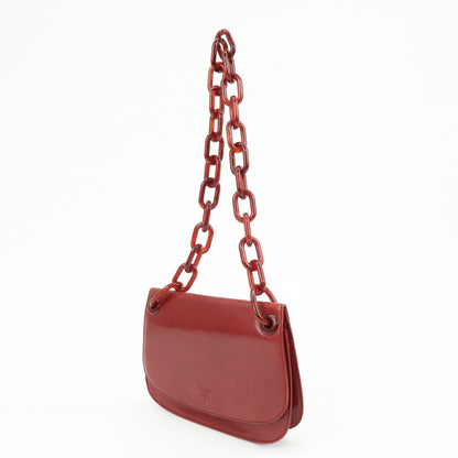 Prada Shoulder Leather, Red, Leather, Shoulder Bag