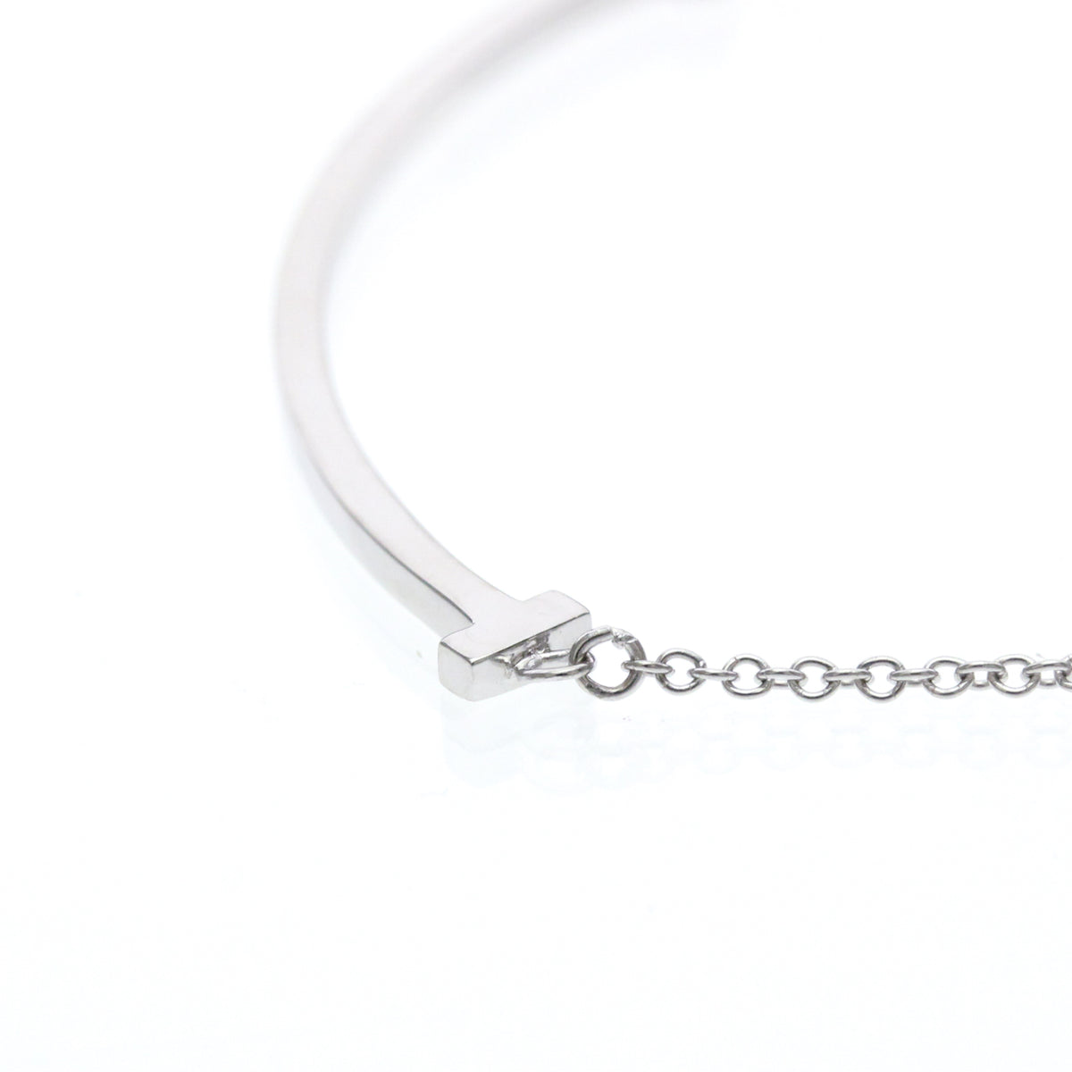 Tiffany & Co. T Smile Pendant 18K White Gold, Silver, White Gold, Necklace