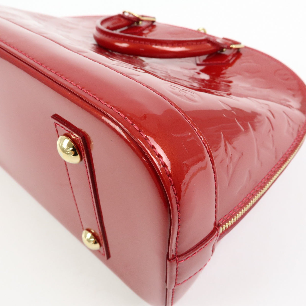 Louis Vuitton Alma Monogram Vernis, Red, Patent Leather, Handbag