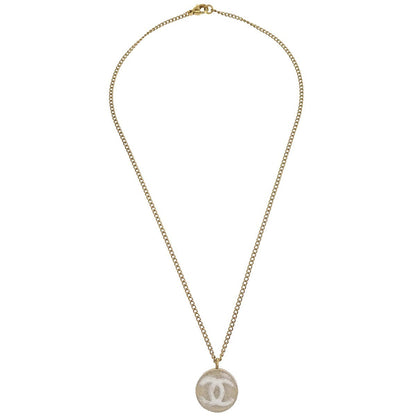 Chanel Vintage CC Round Pendant Choker Metal, Gold, Gold Plated, Necklace