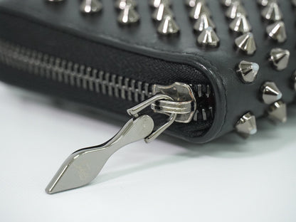 Christian Louboutin Panettone Spiked Leather, Black, Leather, Wallet