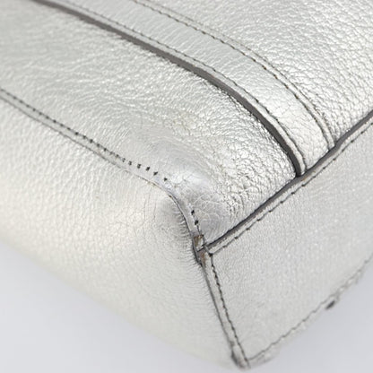 Balenciaga Everyday Glitter Leather, Silver, Leather, Tote Bag