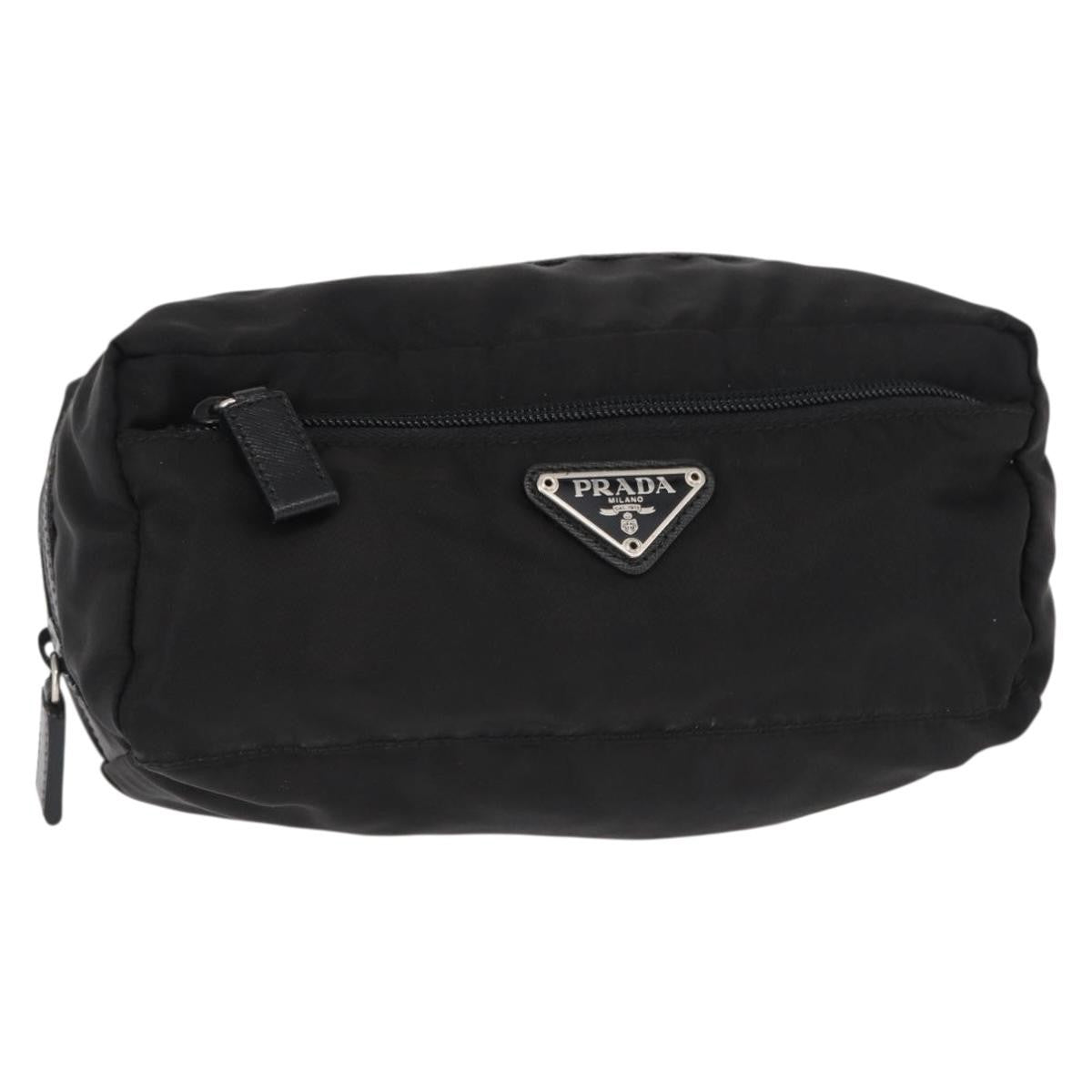 Prada Logo Pouch Nylon, Black, Nylon, Clutch