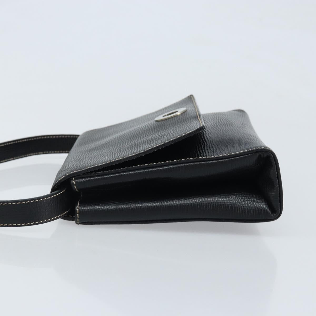 Celine Vintage Circle Logo Leather, Black, Leather, Crossbody Bag